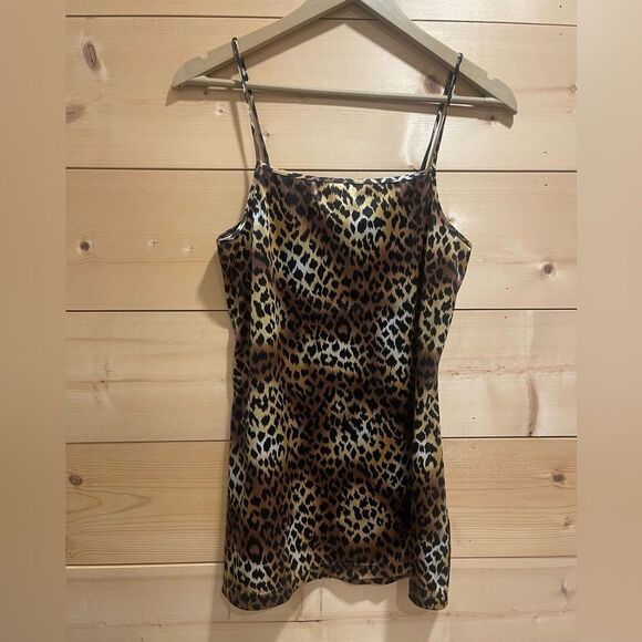 Vintage Victoria’s Secret Cami Chemise Mini Dress Small Leopard Print - Picture 1 of 6